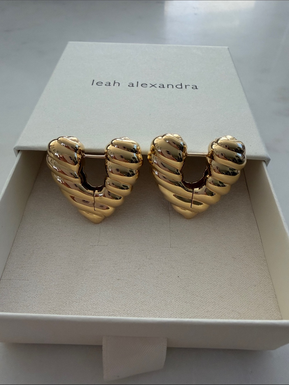 Leah Alexandra ‘Heart of Gold’ Hoop Earrings